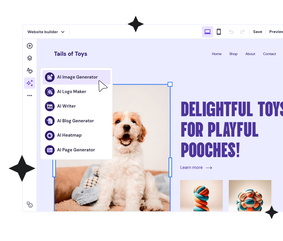 Website builder with AI tools