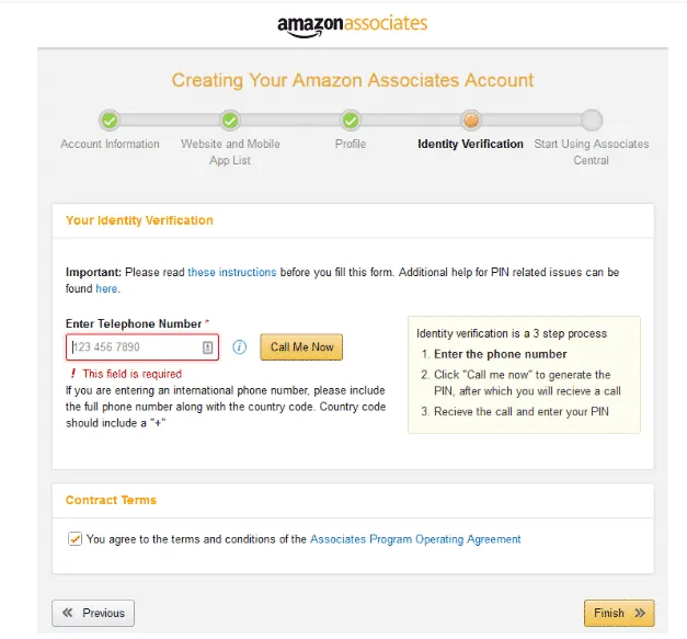 amazon associates setup