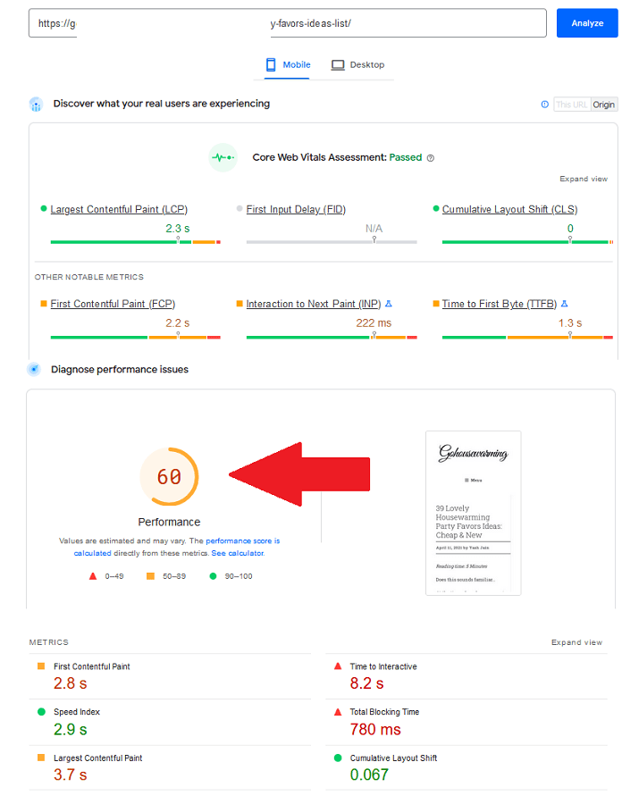 test result - situation after wp super cache plugin (shared hosting)