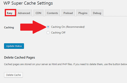 wp super cache setup