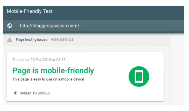 Google mobile friendly test