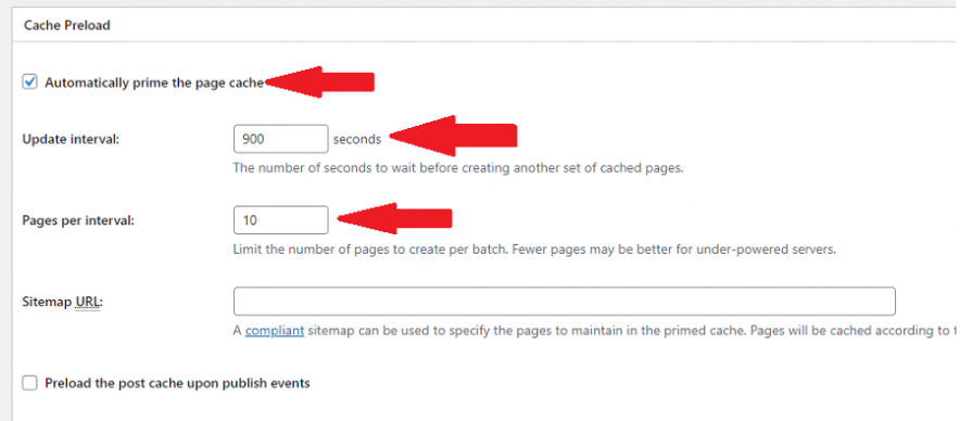 cache preload settings