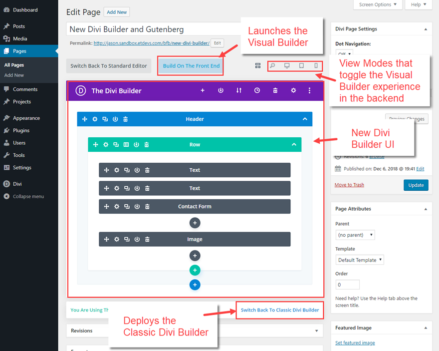 divi builder view