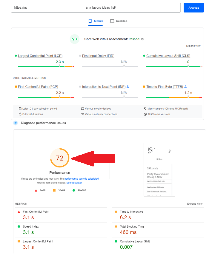 google pagespeed test 3 results - situation after w3 total cache plugin