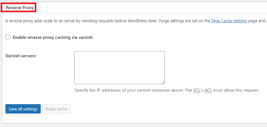 reverse proxy option in w3 total cache