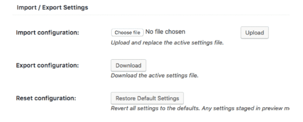 w3tc import and export settings