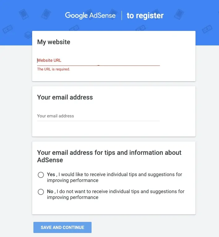 adsense sign up