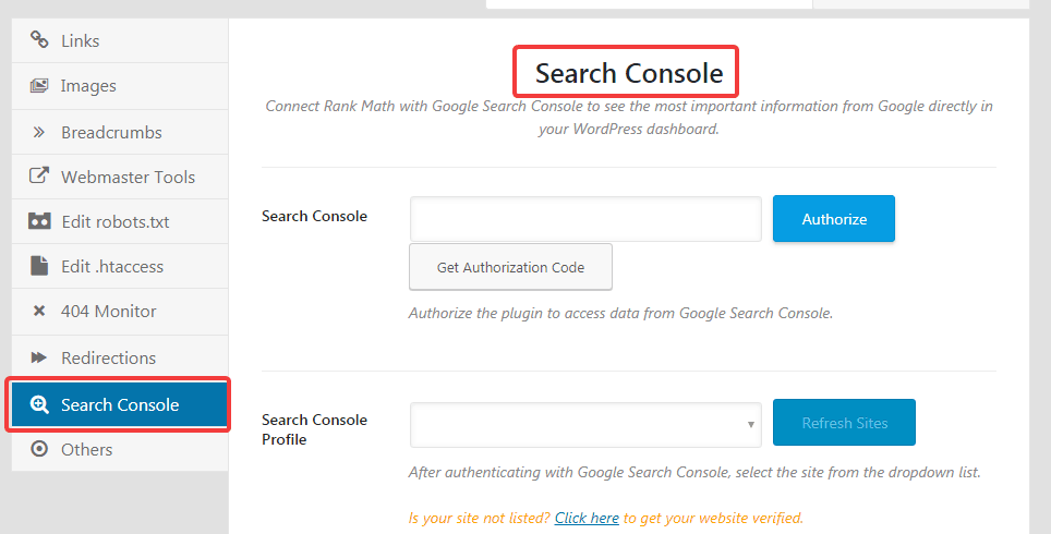 rank math search console