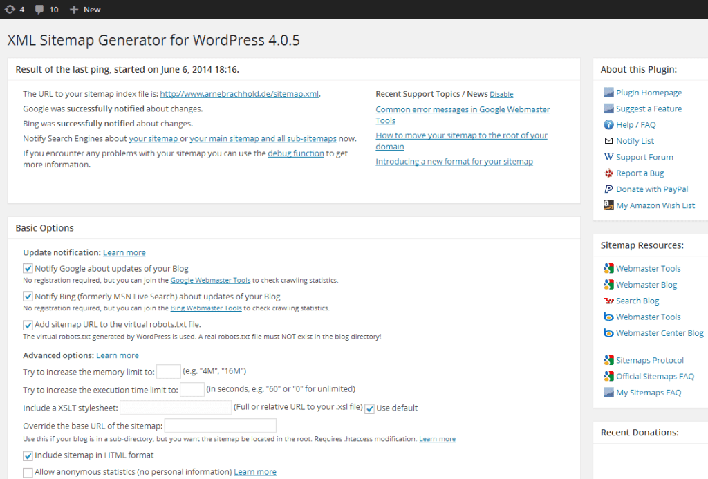 xml sitemap setup