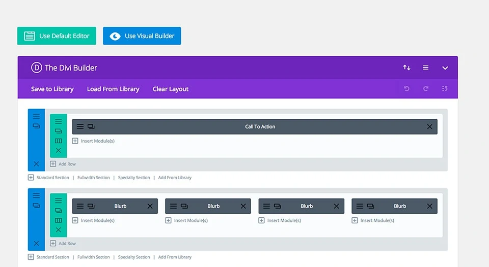 Divi Builder backend editor