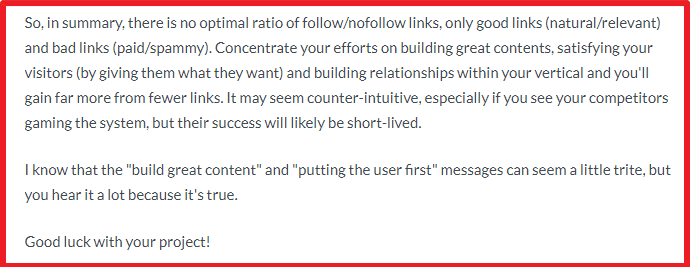 dofollow and nofollow ratio