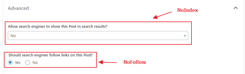 noindex and nofollow