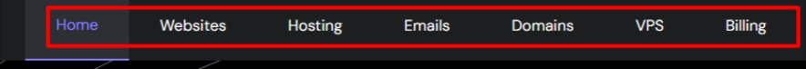 hostinger quick acess navigation bar