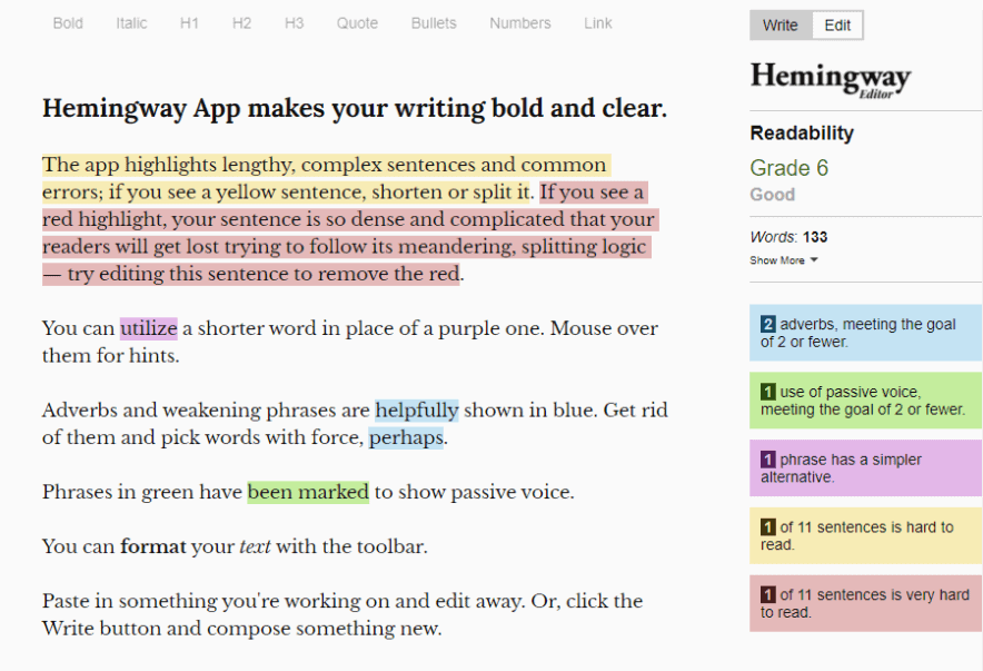 Hemingway app