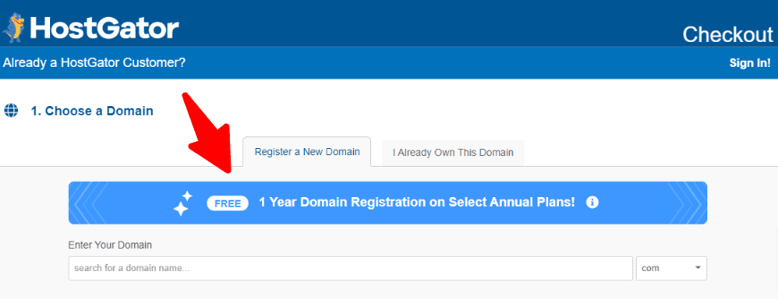 free domain hostgator