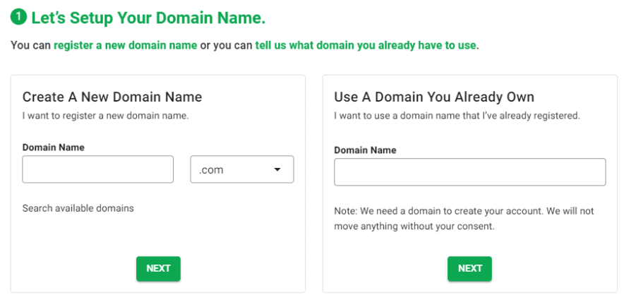 greengeeks domain step