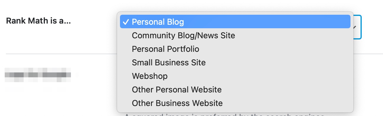 Rank Math - Website Type - Setup Wizard