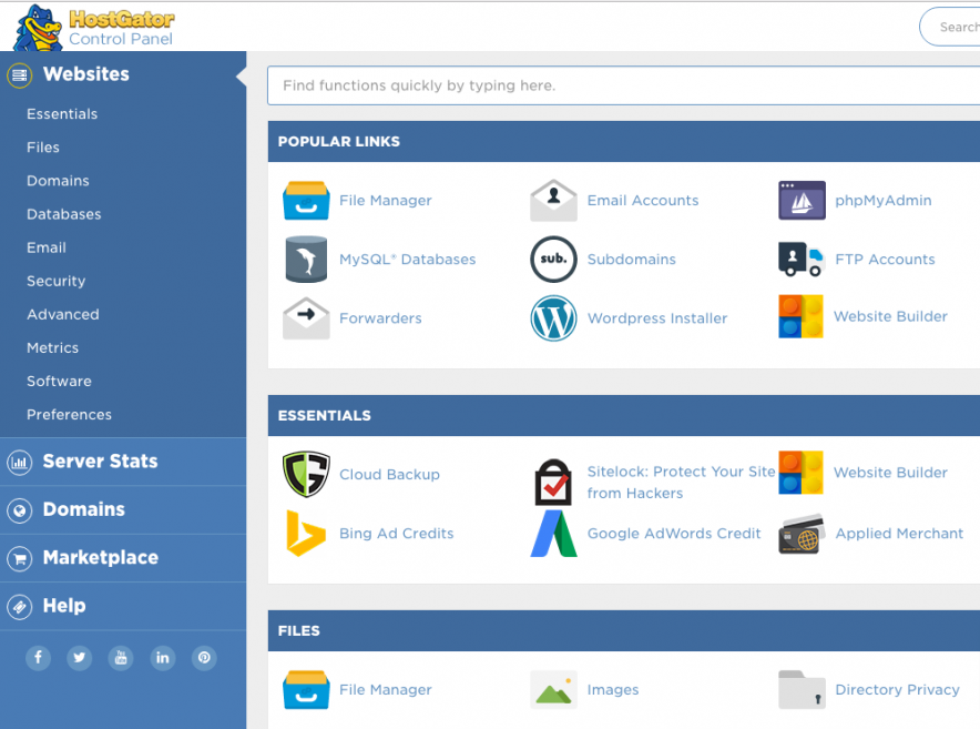 hostgator interface