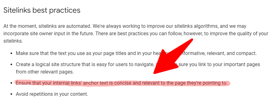 sitelinks best practices google