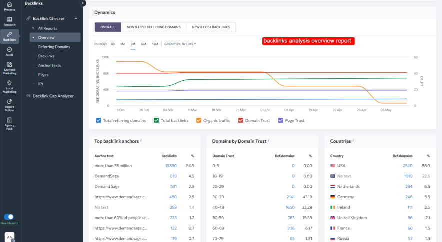 backlink analysis overview report