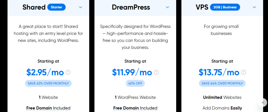 dreamhost free domain plans