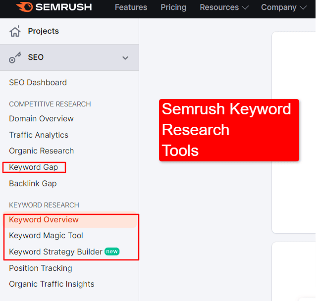 semrush keyword research tools