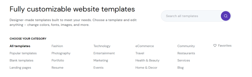 hostinger website builder templates