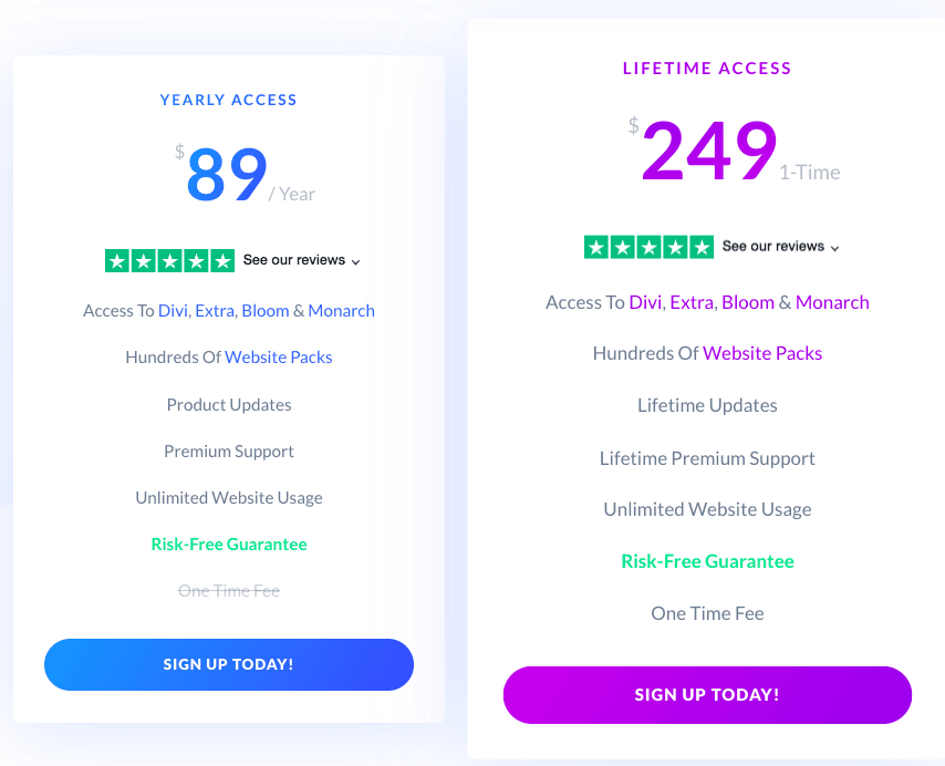 Elegant Themes Divi Pricing