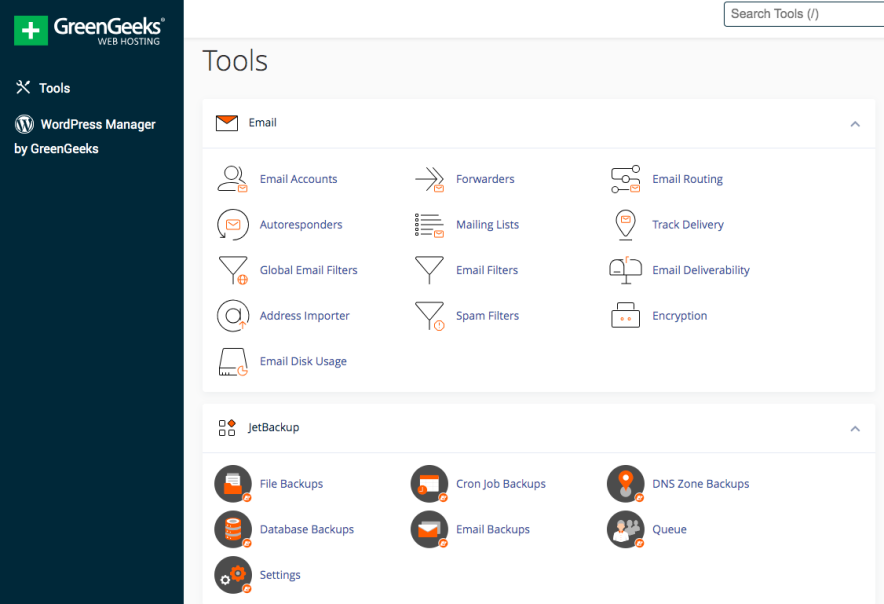 Greengeeks cpanel dashboarda