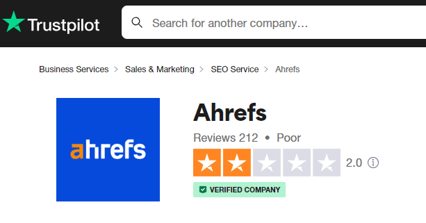 ahrefs trustpilot