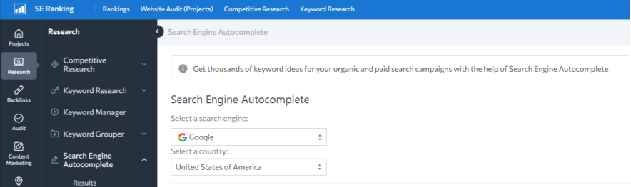 se ranking have a option to find search engine auto suggested keywords - this is not be possible in semrush