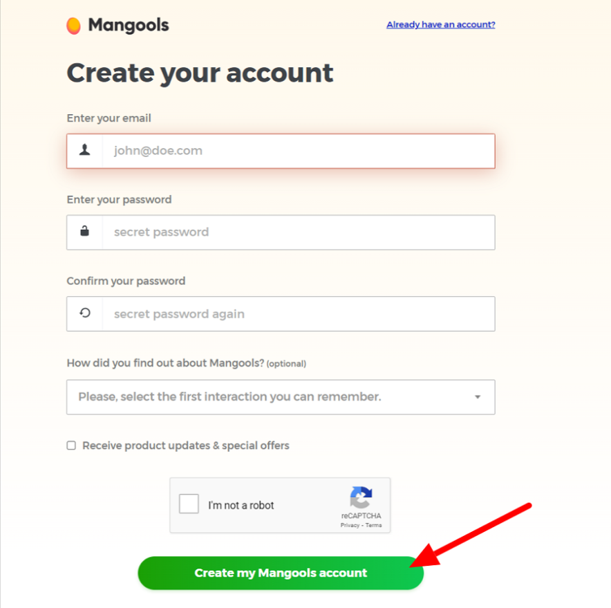 Step 4 create a free mangools account