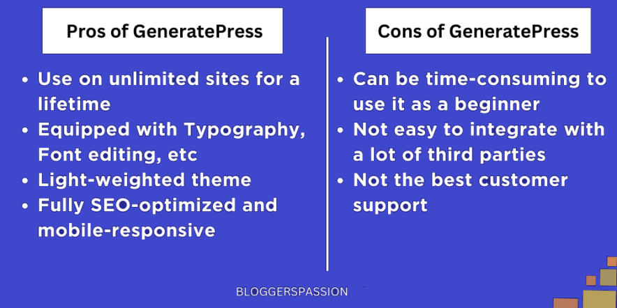 recap of generatepress pros and cons