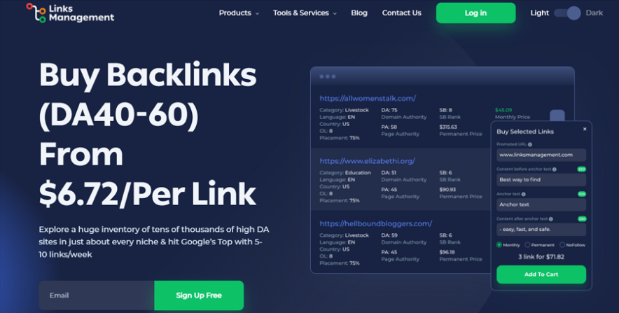 1. links management - paid backlink site