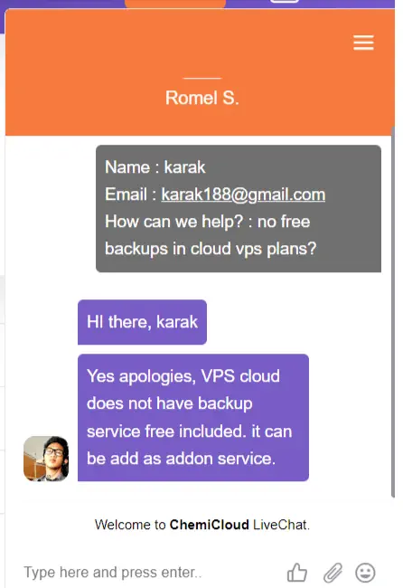 chemicloud vps customer support