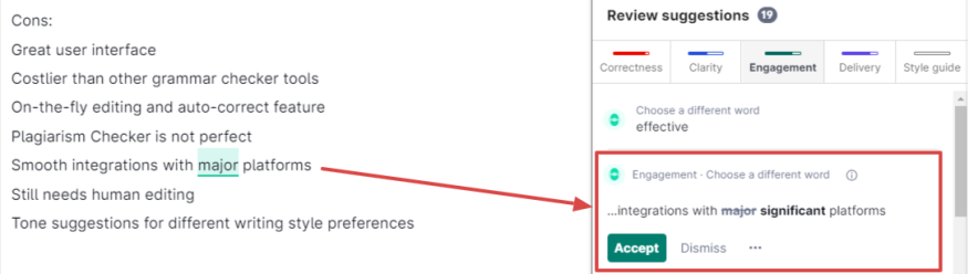 grammarly engagement suggestions