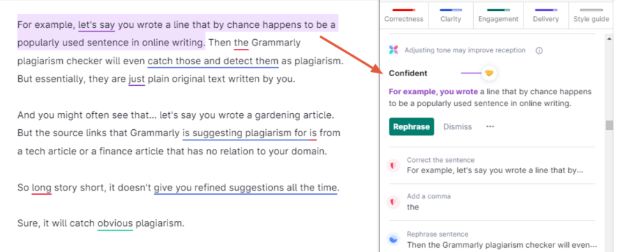 grammarly impressive tone suggestion