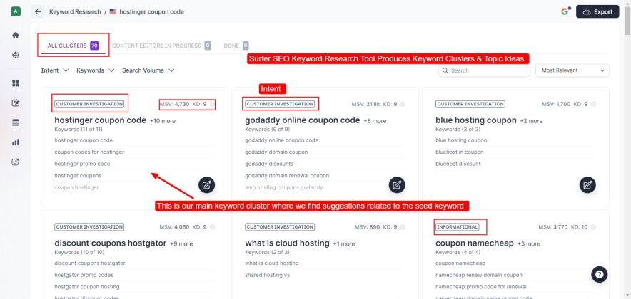 surfer seo keyword clusters