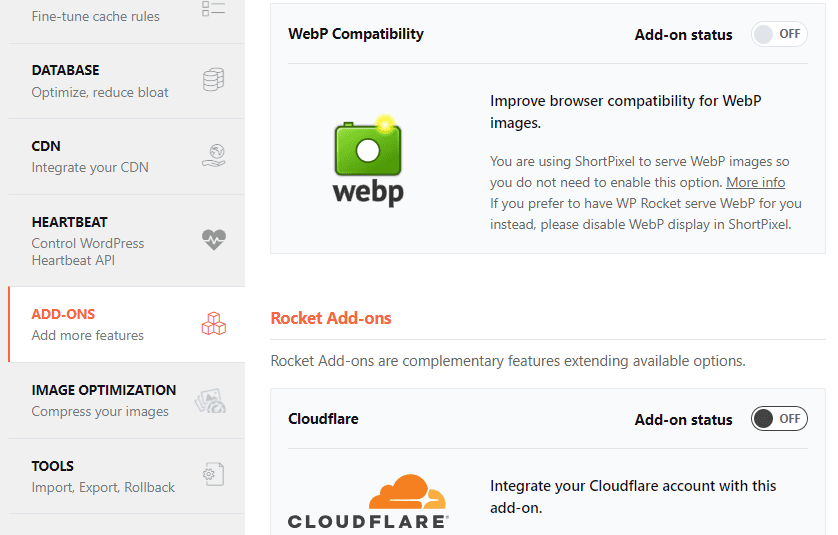 wp rocket add ons