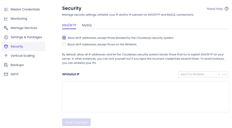 cloudways ip whitelisting