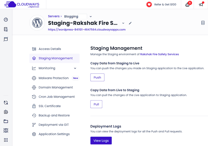 cloudways staging