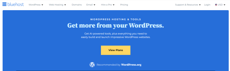 2. bluehost wordpress hosting for small business