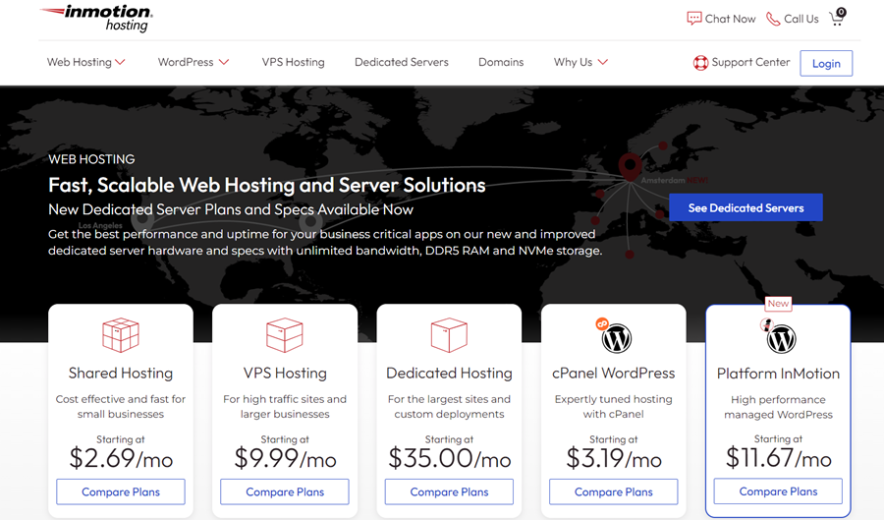 6. InMotion Hosting - Best For USA & Europe Traffic