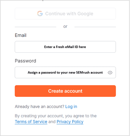 step 2 create a free semrush account