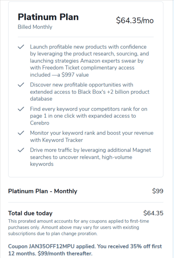 Step 4 Choose a Helium 10 Discounted Plan & Make the Payment