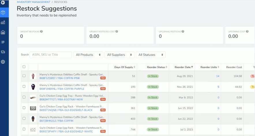 helium 10 - inventory management