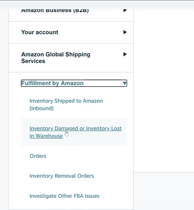 inventory lost request page in amazon seller central account