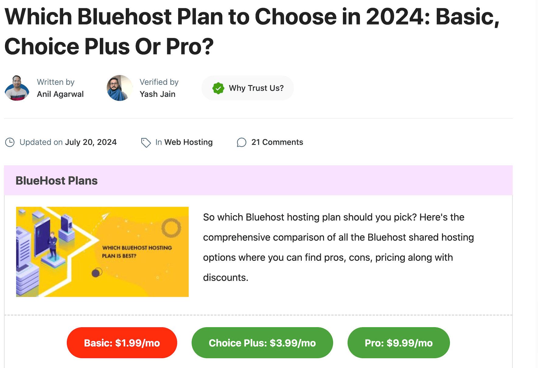 bluehost landing page