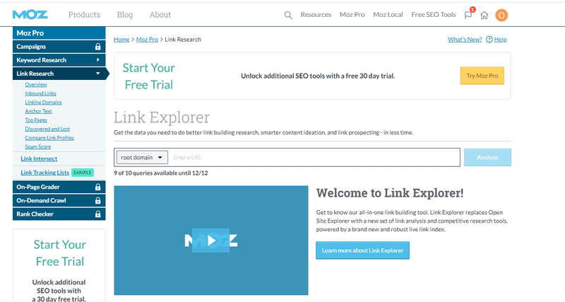 Perform Competitor Research using Link Explorer