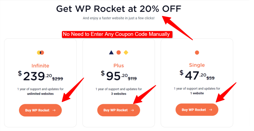 Step 2 Pick Your Preferred WP Rocket Discounted Plan